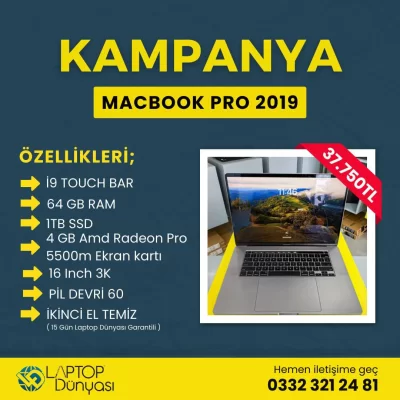 MACBOOK PRO İ9 64GB RAM 1TB SSD 4GB 16INCH